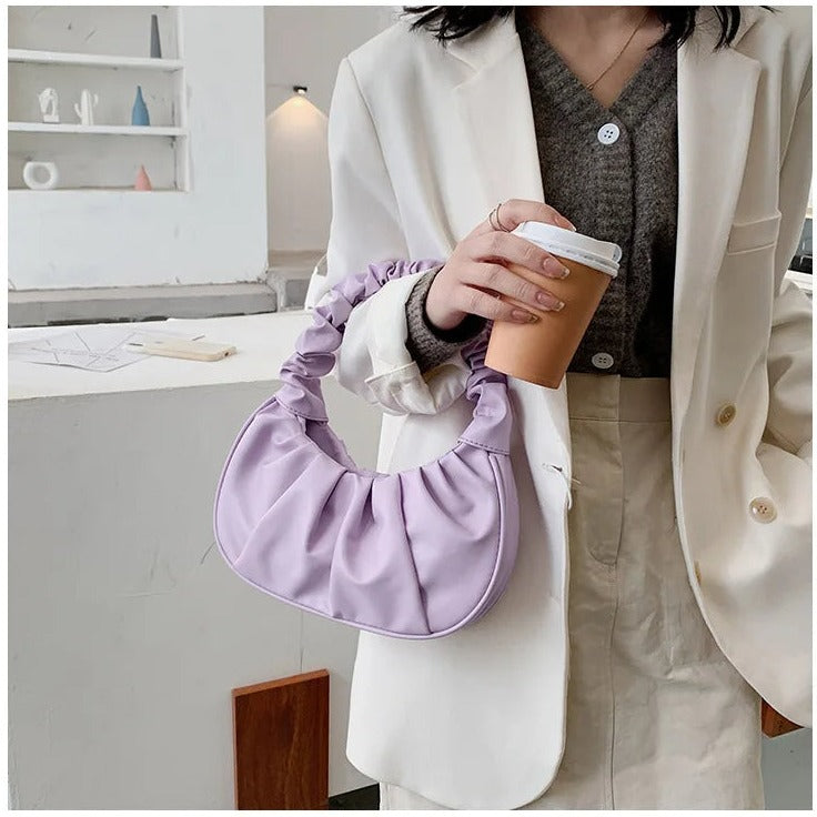 Bolsa Ruffle Shopper Puff em Couro