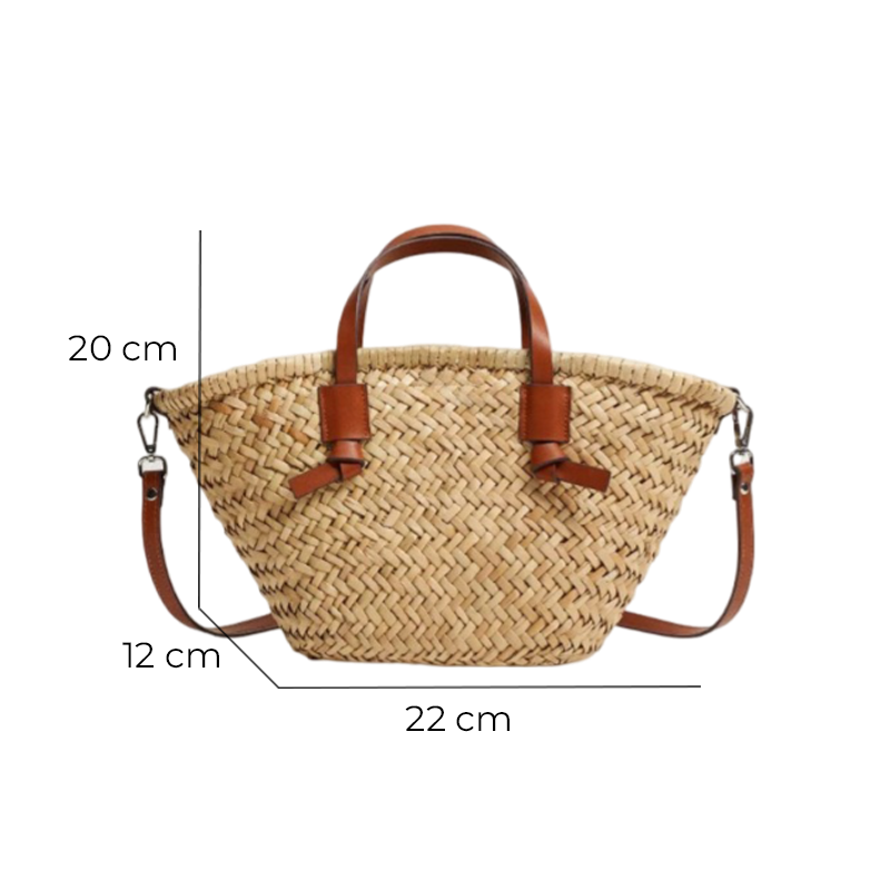 Bolsa Zinnia Tote de Palha Trançada à Mão de Ombro e Transversal