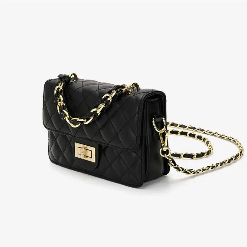 Bolsa Margot Pequena de Couro com Ferragem Banhada a Ouro