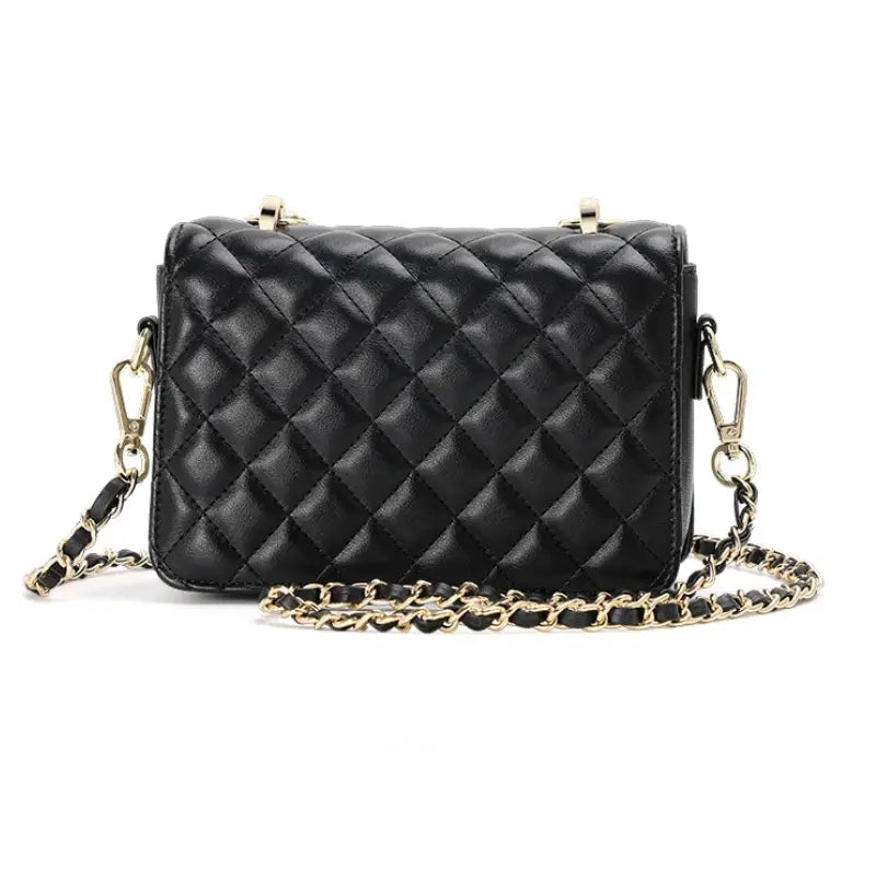 Bolsa Margot Pequena de Couro com Ferragem Banhada a Ouro