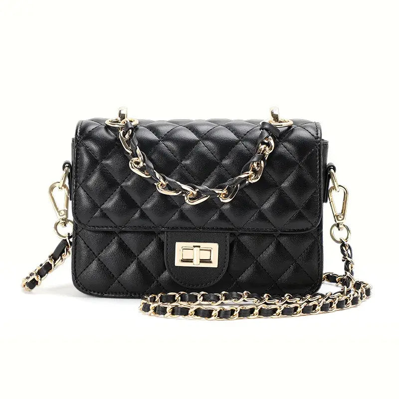 Bolsa Margot Pequena de Couro com Ferragem Banhada a Ouro