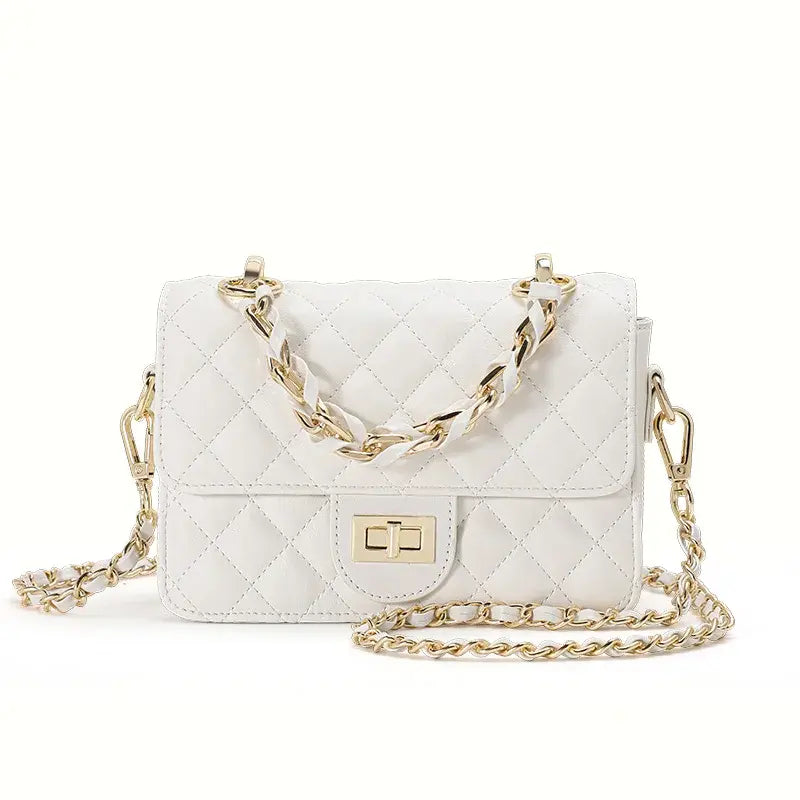 Bolsa Margot Pequena de Couro com Ferragem Banhada a Ouro