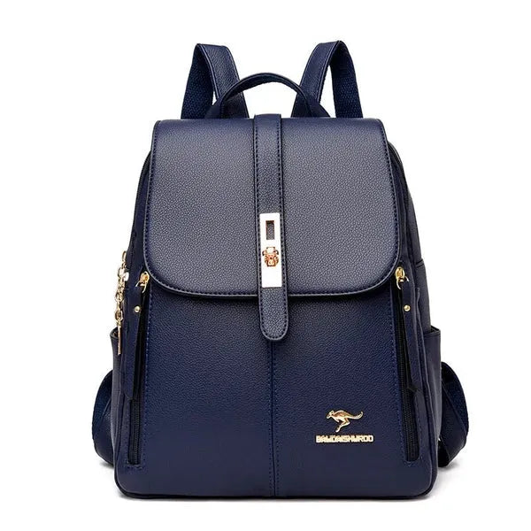 Bolsa Violet Feminina Mochila de Couro Multi-compartimentos
