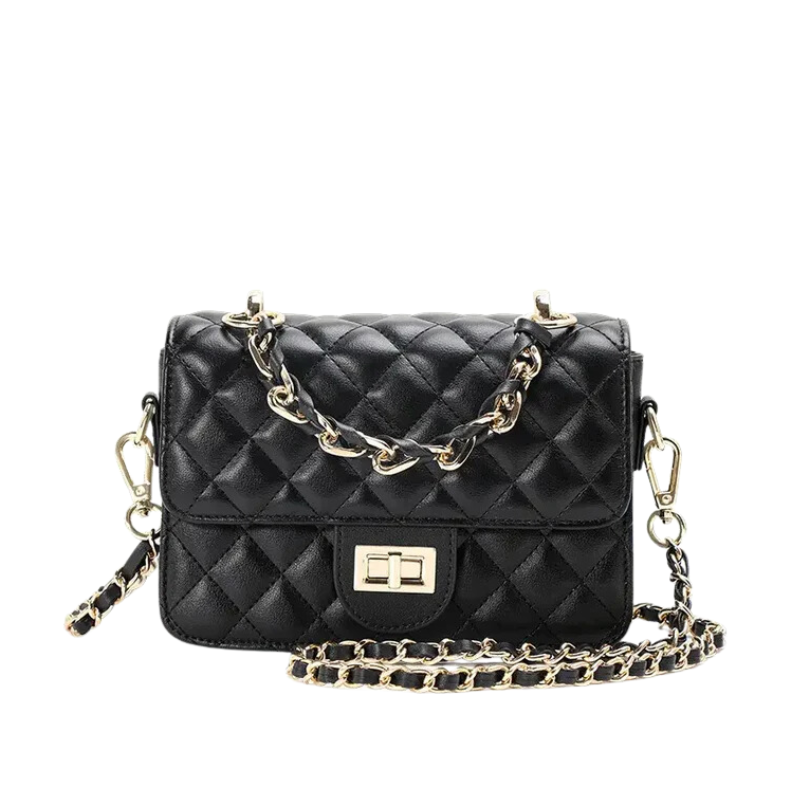 Bolsa Margot Pequena de Couro com Ferragem Banhada a Ouro
