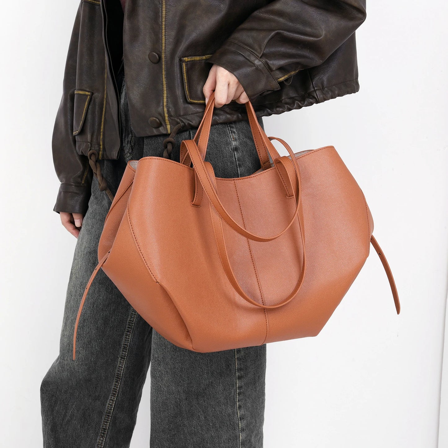 Bolsa Cowgirl Tote de Couro Grande