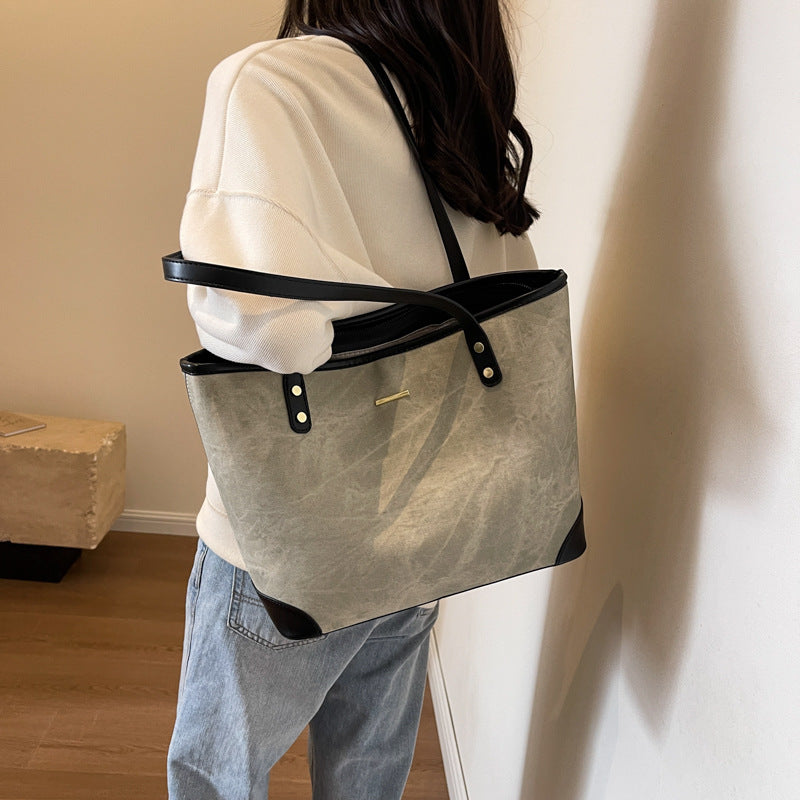 Bolsa Davina Tote Grande de Algodão e Couro