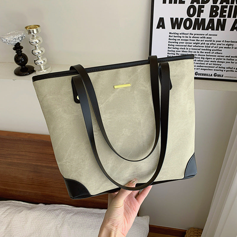Bolsa Davina Tote Grande de Algodão e Couro