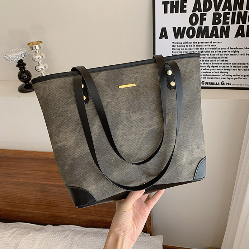 Bolsa Davina Tote Grande de Algodão e Couro