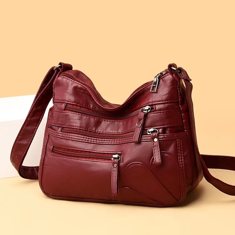 Bolsa Zipper Lovers de Couro Multi Compartimentos - La Rouge