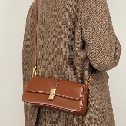 Bolsa Amaris Baguete Pequena de Couro de Ombro e Transversal