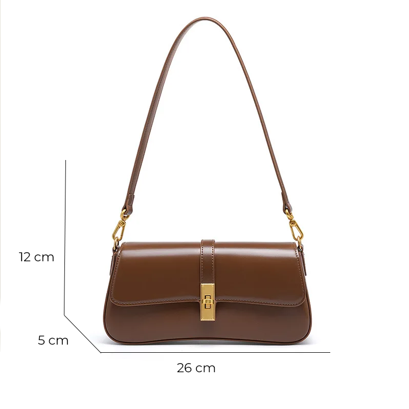 Bolsa Amaris Baguete Pequena de Couro de Ombro e Transversal