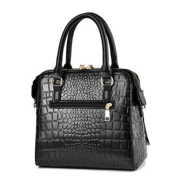 Bolsa Evelyn Feminina Tiracolo em Couro com Padrão Crocodilo