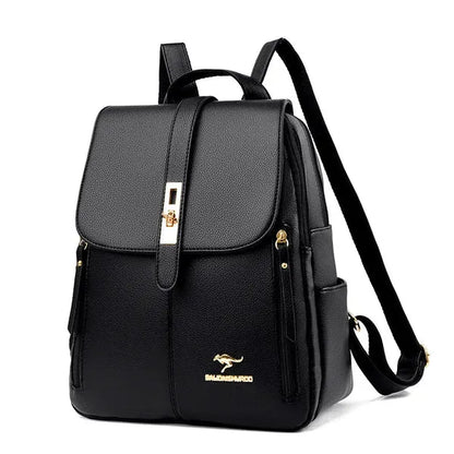 Bolsa Violet Feminina Mochila de Couro Multi-compartimentos