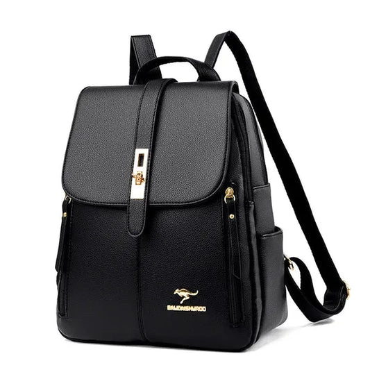 Bolsa Violet Feminina Mochila de Couro Multi-compartimentos
