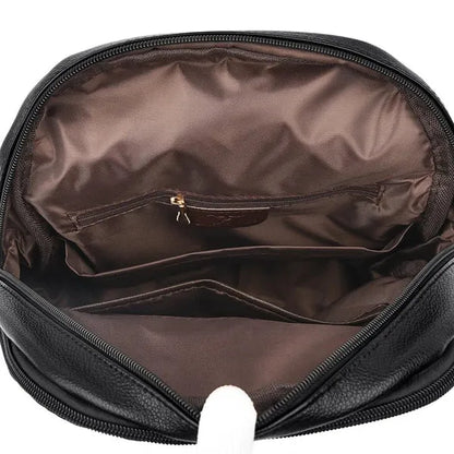 Bolsa Violet Feminina Mochila de Couro Multi-compartimentos