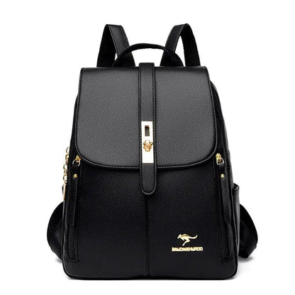 Bolsa Violet Feminina Mochila de Couro Multi-compartimentos