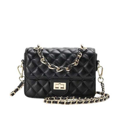 Bolsa Margot Pequena de Couro com Ferragem Banhada a Ouro