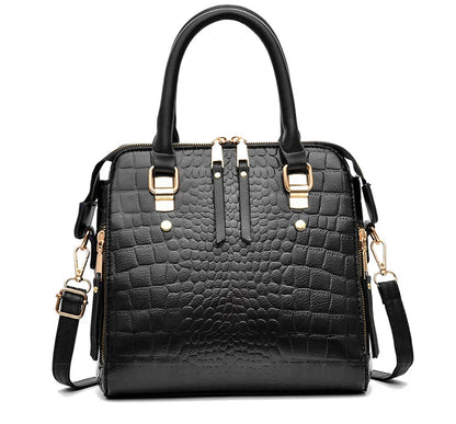 Bolsa Evelyn Feminina Tiracolo em Couro com Padrão Crocodilo