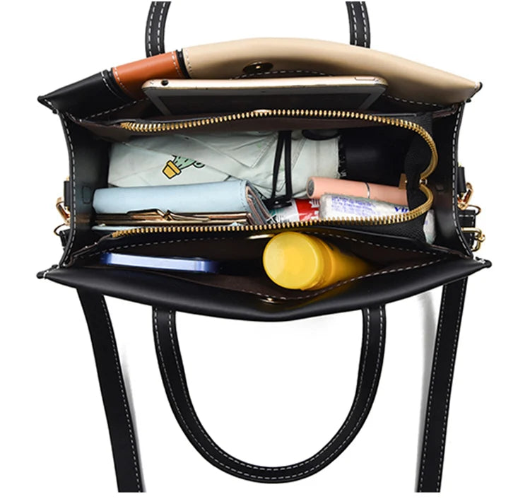 Bolsa Eva de Ombro em Couro Patchwork