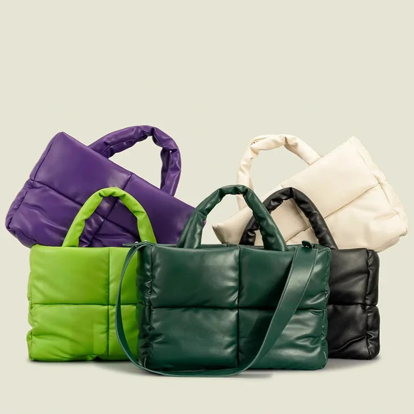 Bolsa Tamira Tote de Couro Puffer