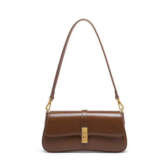 Bolsa Amaris Baguete Pequena de Couro de Ombro e Transversal