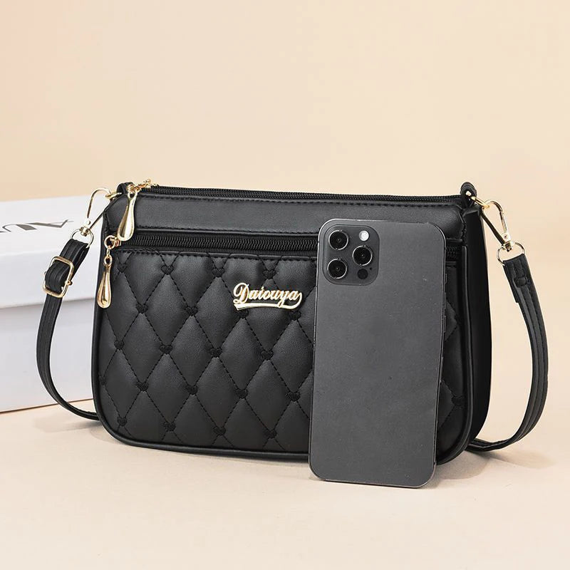 Bolsa Emery de Couro com Alça Transversal e Zíper