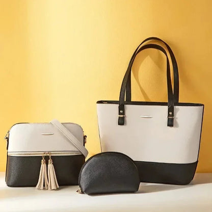 Conjunto Aria Feminino de 3 Bolsas em Couro com Design Retrô