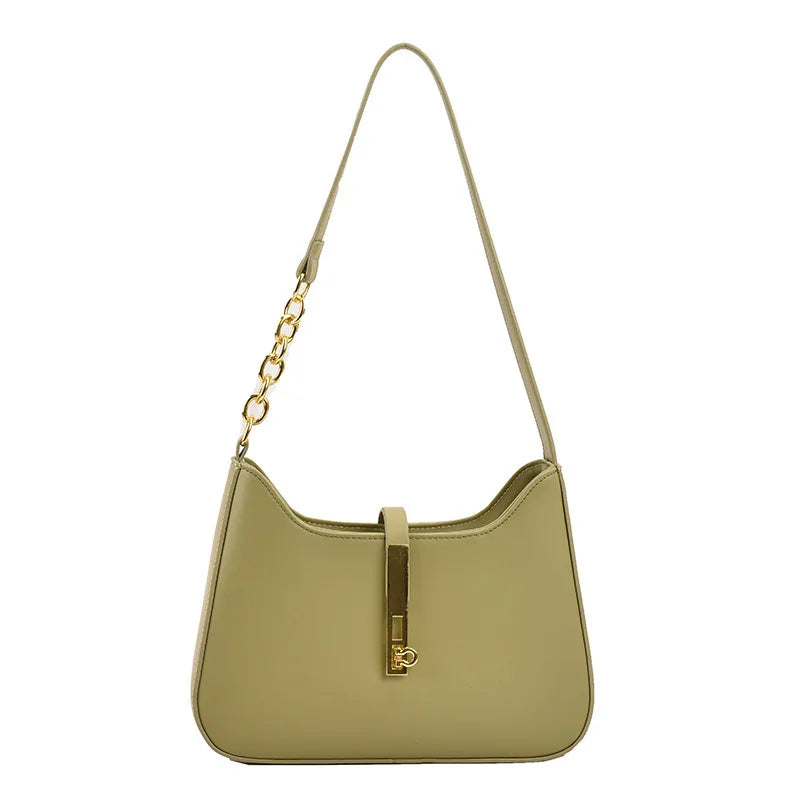 Bolsa Elowen de Ombro Compacta de Couro com Fechadura Magnética