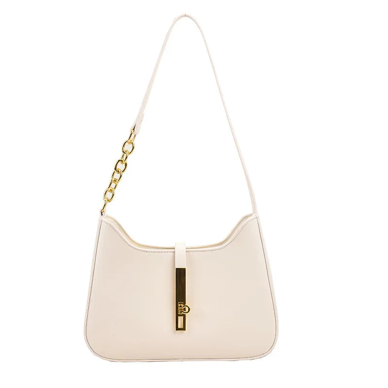 Bolsa Elowen de Ombro Compacta de Couro com Fechadura Magnética