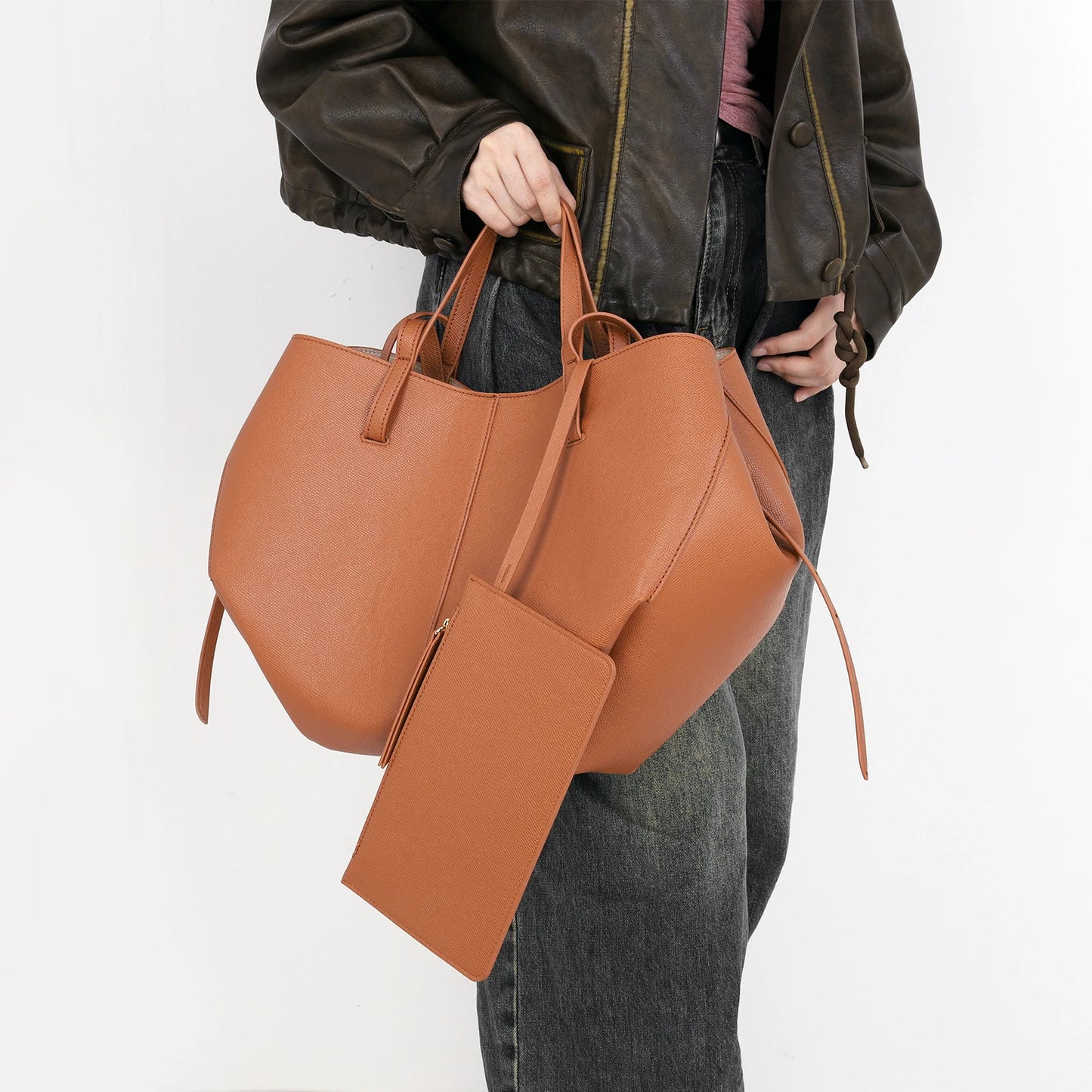 Bolsa Cowgirl Tote de Couro Grande