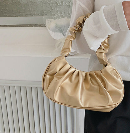Bolsa Ruffle Shopper Puff em Couro