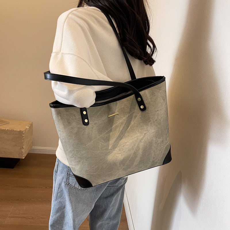 Bolsa Davina Tote Grande de Algodão e Couro