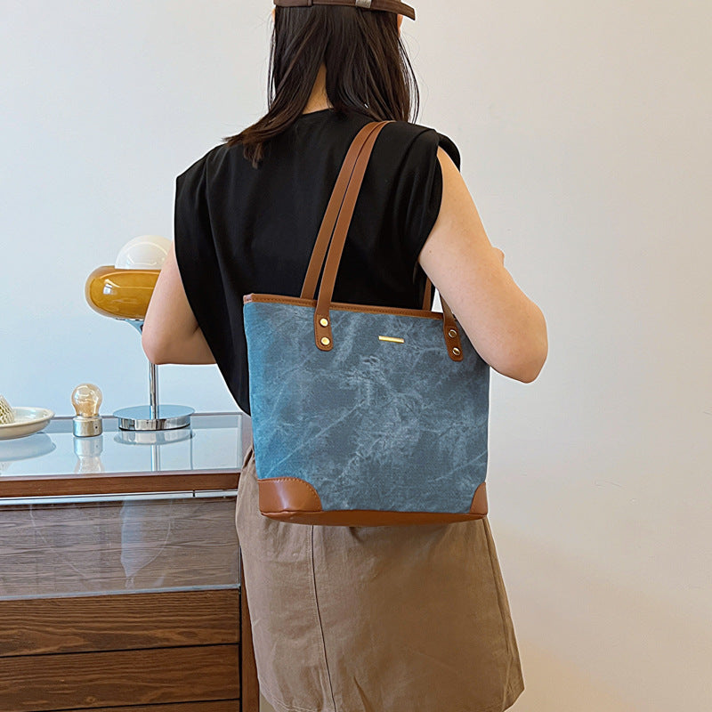 Bolsa Davina Tote Grande de Algodão e Couro