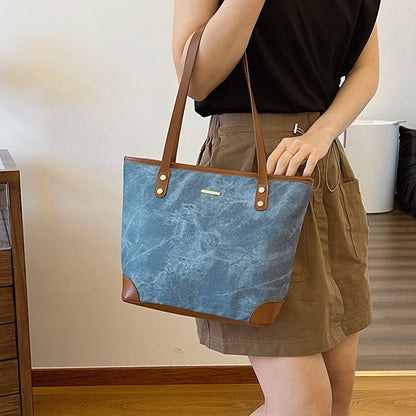 Bolsa Davina Tote Grande de Algodão e Couro