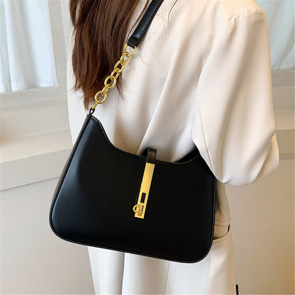 Bolsa Elowen de Ombro Compacta de Couro com Fechadura Magnética