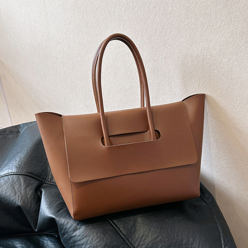 Bolsa Stella Feminina Grande de Ombro em Couro com Design Coreano