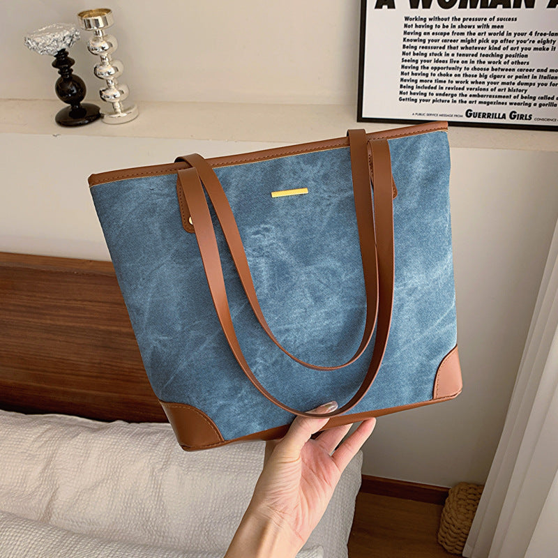 Bolsa Davina Tote Grande de Algodão e Couro