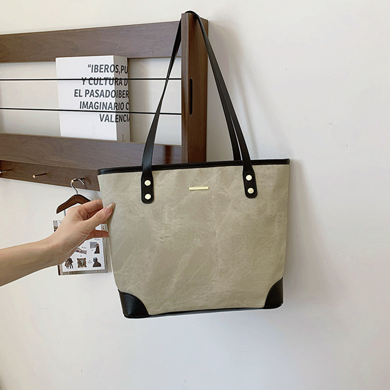 Bolsa Davina Tote Grande de Algodão e Couro