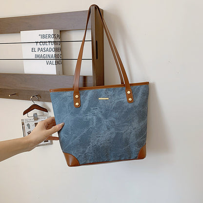 Bolsa Davina Tote Grande de Algodão e Couro