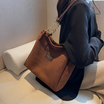 Bolsa Naomi Grande de Ombro em Suede
