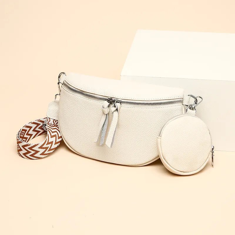 Bolsa Pochete de Couro com Alça Listrada Shoulder Bag - La Rouge