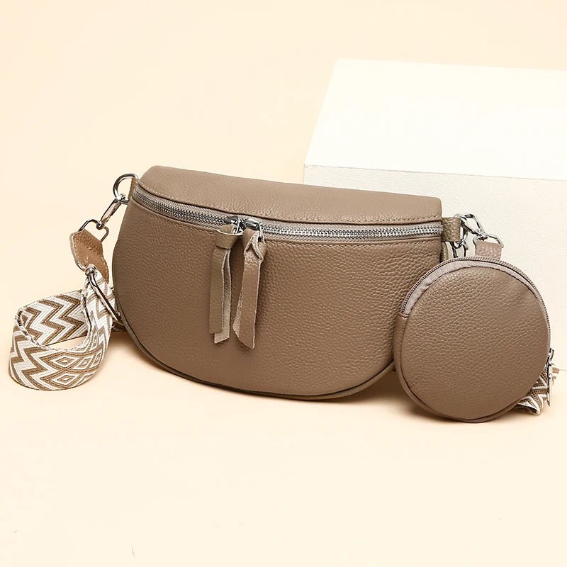 Bolsa Pochete de Couro com Alça Listrada Shoulder Bag - La Rouge
