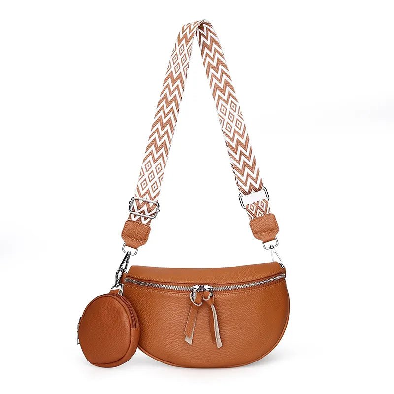 Bolsa Pochete de Couro com Alça Listrada Shoulder Bag - La Rouge