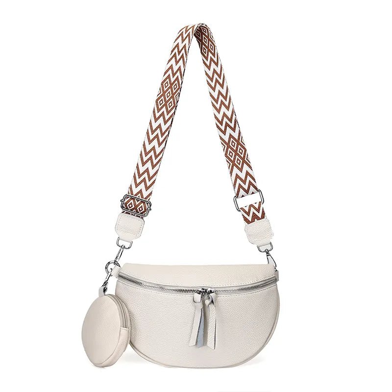 Bolsa Pochete de Couro com Alça Listrada Shoulder Bag - La Rouge